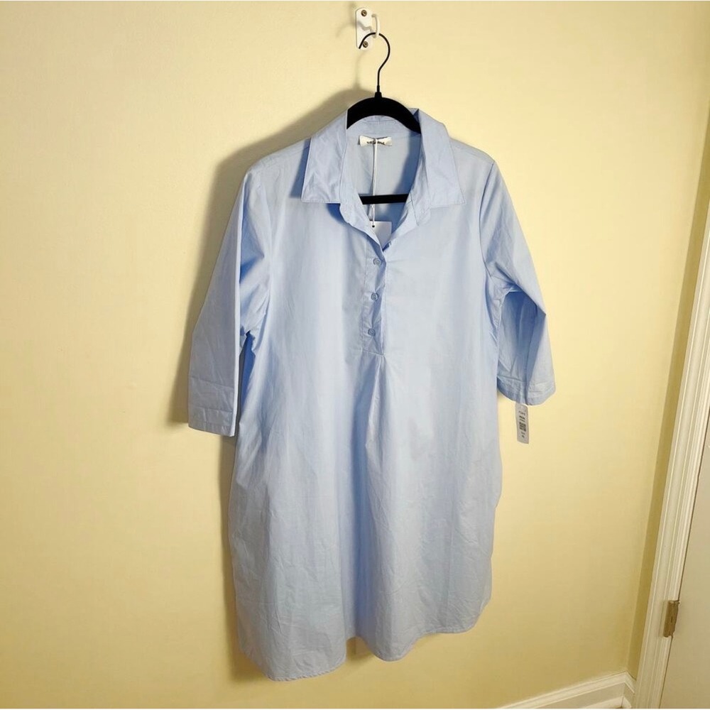 Noeline Paris Shirt Dress Womens XL Blue Ciel Art 2299 Cotton Made in Italy NWT - Picture 3 of 8
